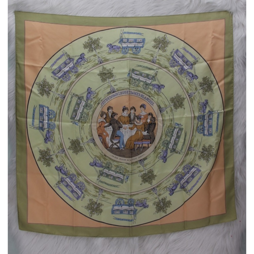 Hermes Jeu Des Omnibus Et Dames Blances Silk Scarf France Designer Old Money